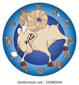 The year of the goat. Chinese horoscope cartoon 