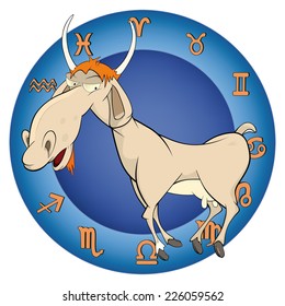 The year of the goat. Chinese horoscope cartoon 