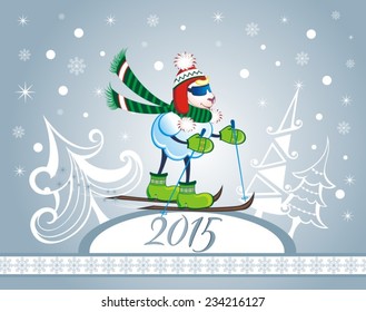 Year of goat. Vector illustration. New Year 2015