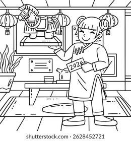 Year of the Horse 2026 Child Horse Toy Coloring 