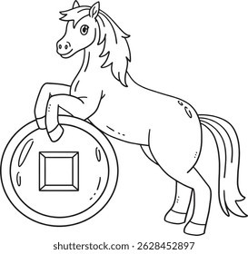Year of the Horse 2026 and Fortune Coin Isolated 