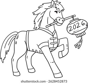 Year of the Horse 2026 and Lantern Isolated 