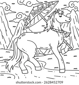 Year of the Horse 2026 Oil Paper Umbrella Coloring