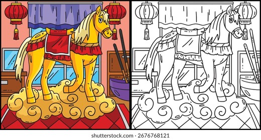 Year of the Horse 2026 on Cloud Base Illustration 