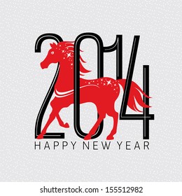 Year Of The Horse Card Vector Illustration