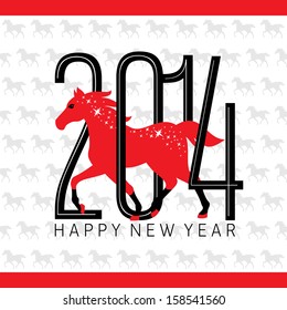 Year of the horse card vector illustration