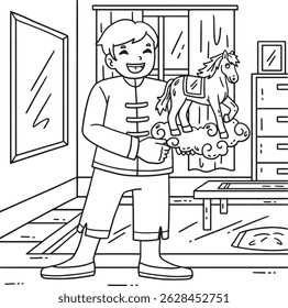 Year of the Horse Child Horse Statuette Coloring 