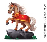 Year of the horse Chinese zodiac signs, with 3D colorful horse zodiac signs, Translation : Horse