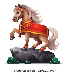 Año del caballo Signos del zodiaco chino, con signos del zodiaco del caballo de colores 3D, Traducción: Caballo