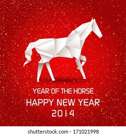 Year of the Horse design origami Horse / New Year's Eve greeting card with origami Horse / 2014 Chinese Year of the Horse 