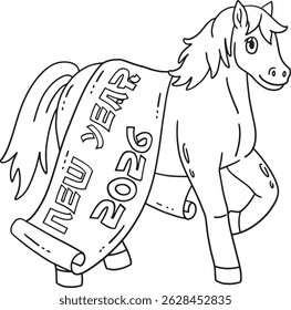 Year of the Horse New Year 2026 Banner Isolated 