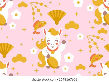 Ano do Cavalo. Padrão perfeito com cavalo. Ano novo chinês 2026