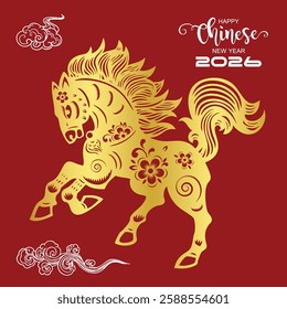 Year of the horse Sign or symbol, Chinese New Year 2026 with round design vector illustration.