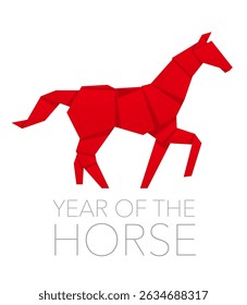 The Year Of The Horse Vector Origami Zodiac Symbol Illustration Isolated On a White Background.