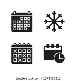 year icon. 4 year vector icons set. calendar, calendar times and snowflake icons for web and design about year theme