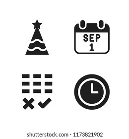 year icon. 4 year vector icons set. wall clock, hat and calendar icons for web and design about year theme