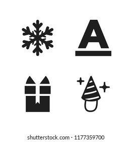 year icon. 4 year vector icons set. snowflake, party hat and gift icons for web and design about year theme