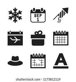 year icon. 9 year vector icons set. gift, fireworks and hat icons for web and design about year theme