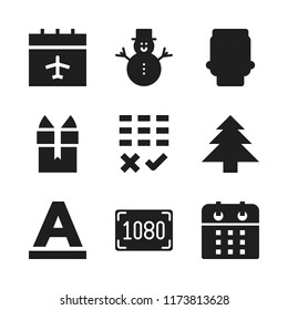 year icon. 9 year vector icons set. gift, snowman and font icons for web and design about year theme