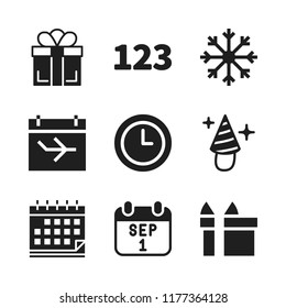 year icon. 9 year vector icons set. calendar date, gift and calendar icons for web and design about year theme