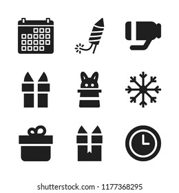 year icon. 9 year vector icons set. wall clock, objective and calendar icons for web and design about year theme