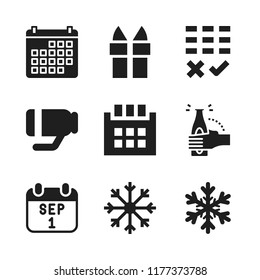 year icon. 9 year vector icons set. objective, snowflake and calendar icons for web and design about year theme