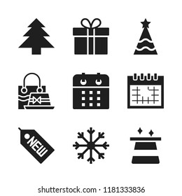 year icon. 9 year vector icons set. snowflake, calendar and christmas icons for web and design about year theme
