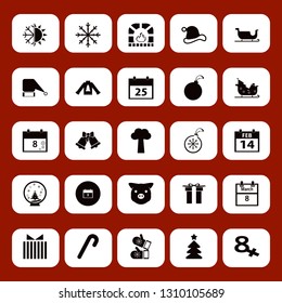 year icon set with christmas tree, piggy face and fireplace vector illustration