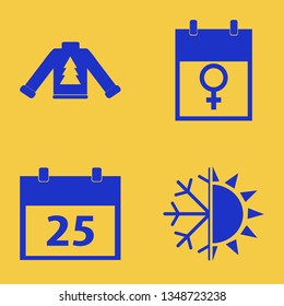 year icon set with snowflake sun, sweater with christmas tree and calendar vector illustration