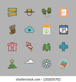 year icon set. vector set about snowflake, gift, snowing and mittens icons set.