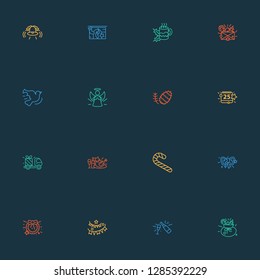 Year icons line style set with angel, fireplace, champagne and other lunch elements. Isolated vector illustration year icons.