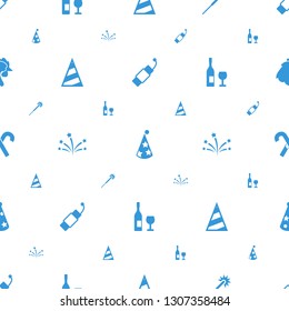 year icons pattern seamless white background. Included editable filled firework, party hat, sparklers, fireworks, wine glass and bottle, candy cane icons. year icons for web and mobile.