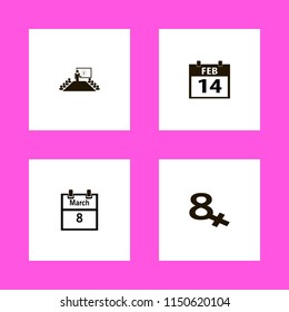 year icons. present new idea, march calendar and calendar february vector icons set