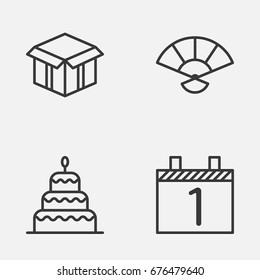 Year Icons Set. Collection Of Open Cardboard, Dessert, Agenda And Other Elements. Also Includes Symbols Such As Agenda, Month, Hand.