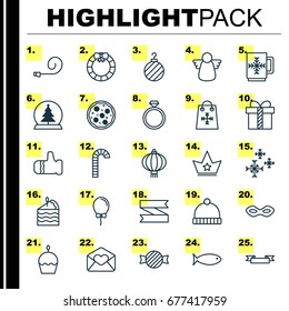 Year Icons Set. Collection Of Trading, Celebrate Whistle, Placard And Other Elements. Also Includes Symbols Such As Party, Globe, Blower.