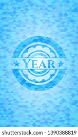 Year light blue emblem. Mosaic background
