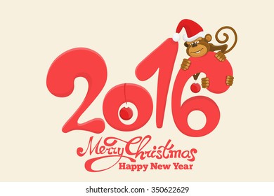 Year of the Monkey 2016 concept. Vector illustration