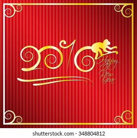 Year Of The Monkey. 2016. Happy New Year. Vector