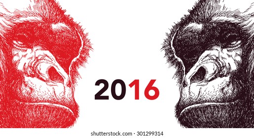 The year of monkey. Chinese new year 2016. Monkey year. Vector illustration.