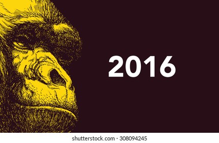 The year of monkey. Chinese new year 2016. Vector illustration.