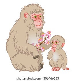 Year of the Monkey Clip Art -Mother and Child