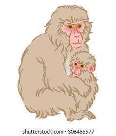 Year of the Monkey Clip Art -Mother hugging Child