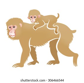 Year of the Monkey Clip Art -Piggyback ride