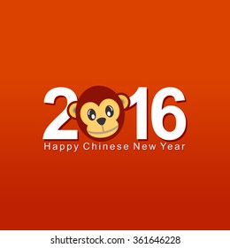 Year of Monkey, Happy Chinese New Year vector illustration
