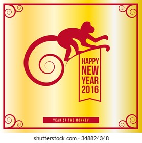 Year of the monkey. Happy New Year 2016. Greeting Card. Vector