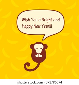 Year of The Monkey with a New Year Message. Happy New Year Wishes.