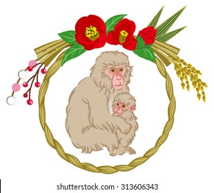 Year Of The Monkey ornament, Mom and Child hugging