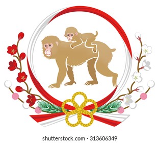 Year Of The Monkey ornament, Mom and Child Piggyback ride