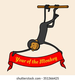 Year of the Monkey, vector illustration.