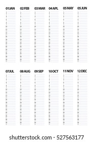 year monthly planer blank template